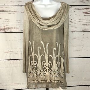Coldwater Creek Silk Embroidered Tunic Artsy Boho
